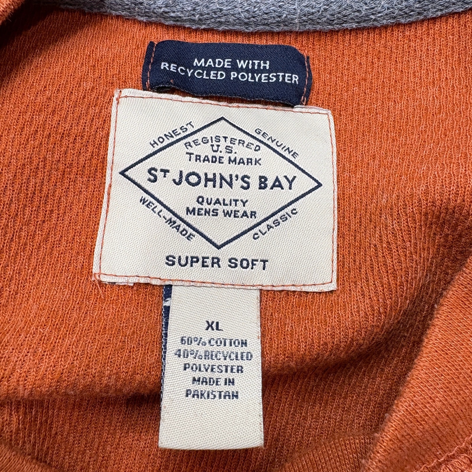 St Johns Bay Mens Size XL Thermal Henley Y2K Shirt Orange Gorpcore Fall Winter gallery