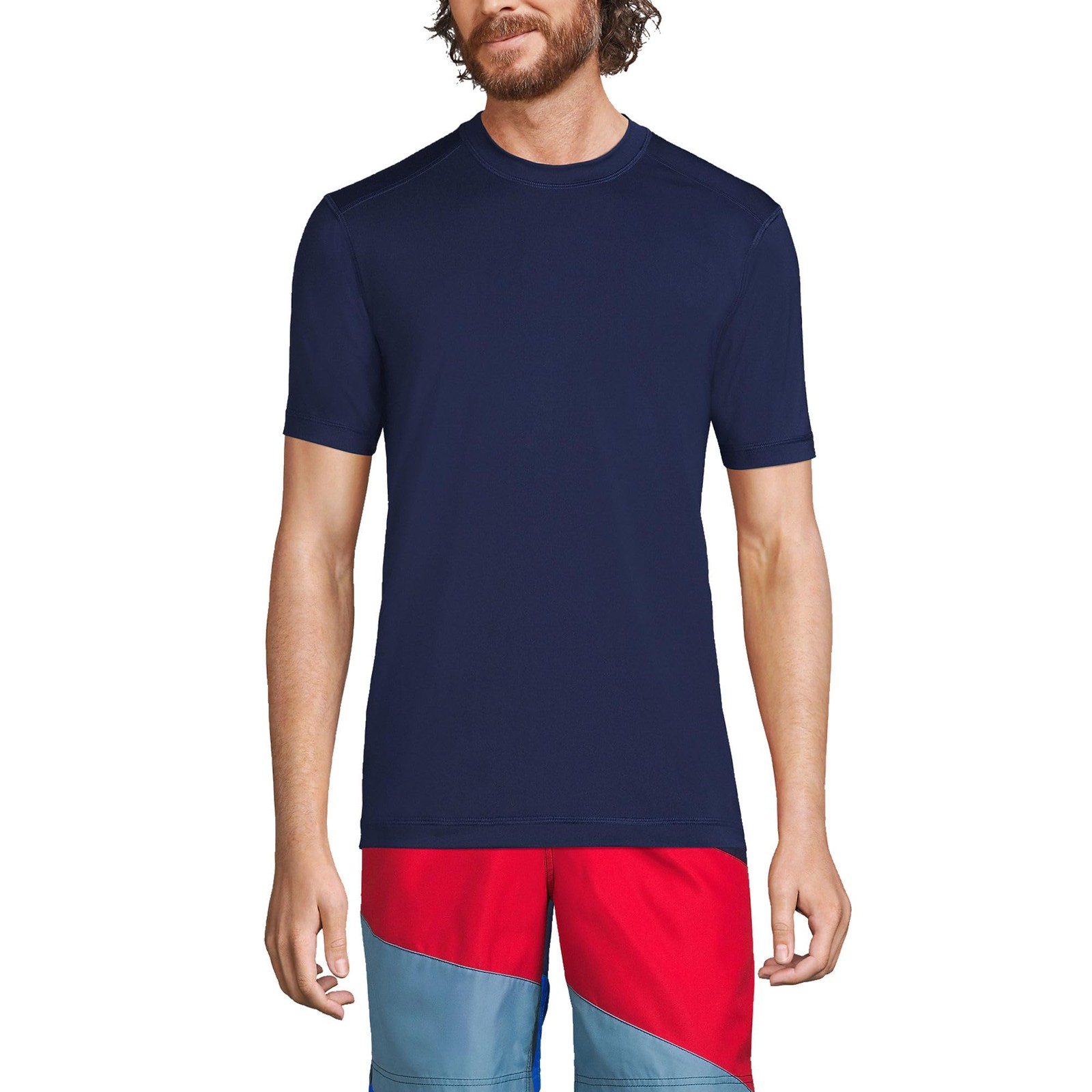 Lands’ End Mens SPF Short Sleeve Cooling Tee Deep Sea Navy Regular L