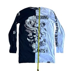 Killstar Gothic Dead Rose Split Black White Long Sleeve Shirt Skull Medium M