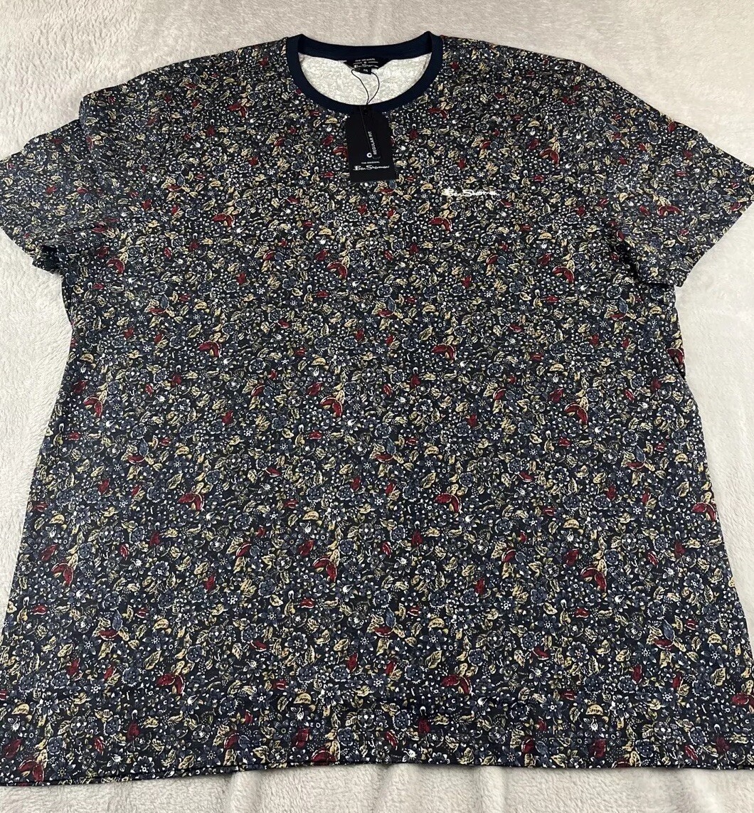 Ben Sherman mens blue Short Sleeve floral tshirt size XXL gallery