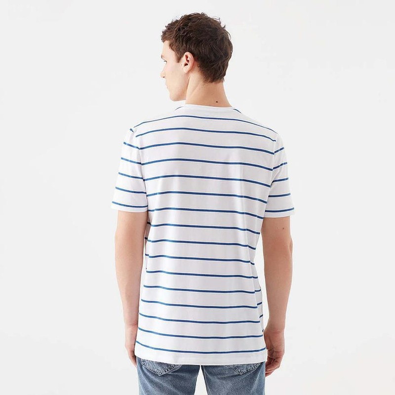 Mavi Men's Print Slim Fit T-Shirts, Multicolor (White/Blue), L gallery