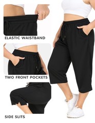 Plus Size Capris For Women Loose Drawstring Yoga Workout Sweat Pants