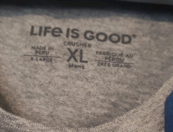 Life Is Good Peace Love Dogs Crusher T-Shirt Cotton/Polyester Gray S/S Sz XL NWT gallery