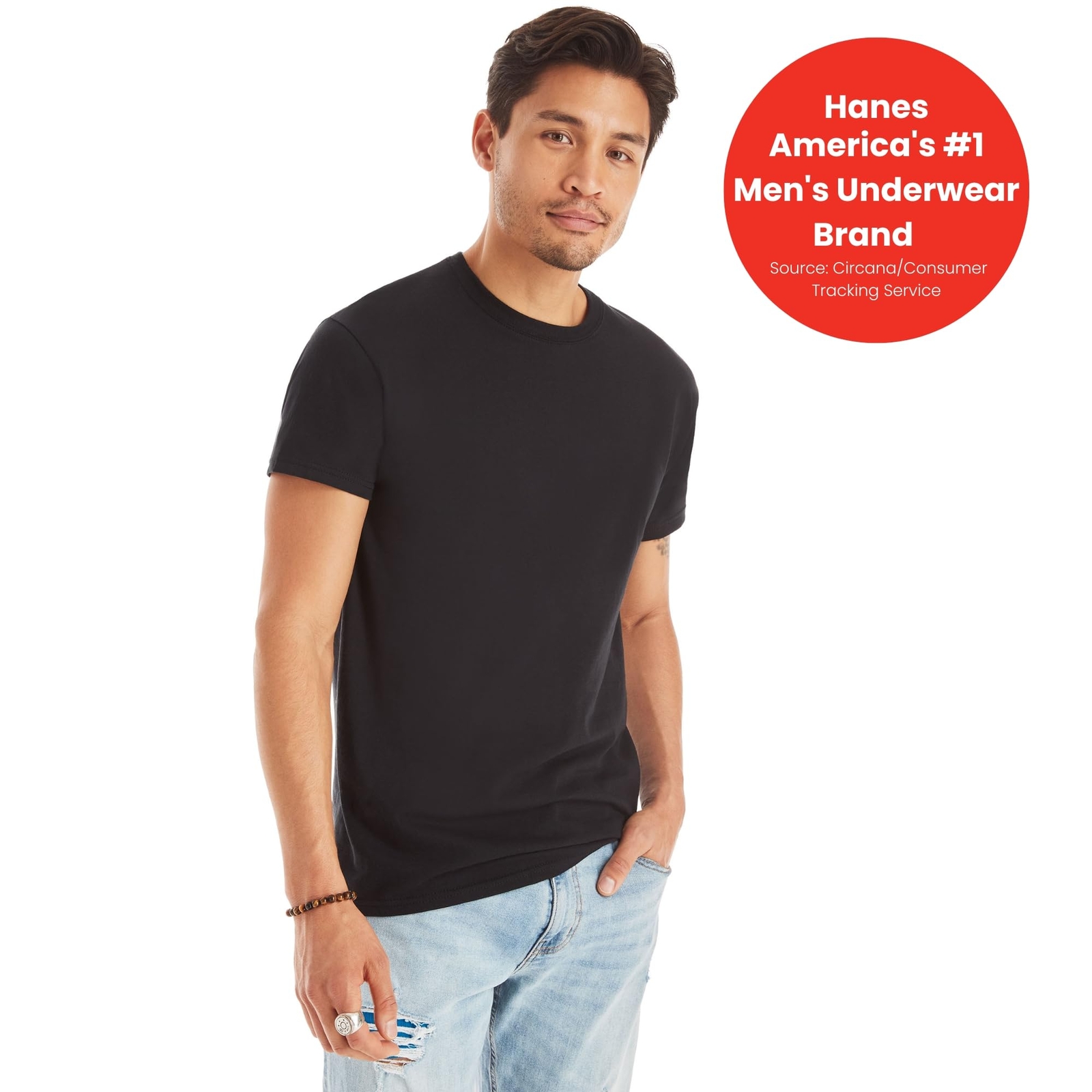 6 Pack Mens 75% Cotton Moisture-Wicking Crew Tee Undershirts,2XL Black/Grey/Blue gallery