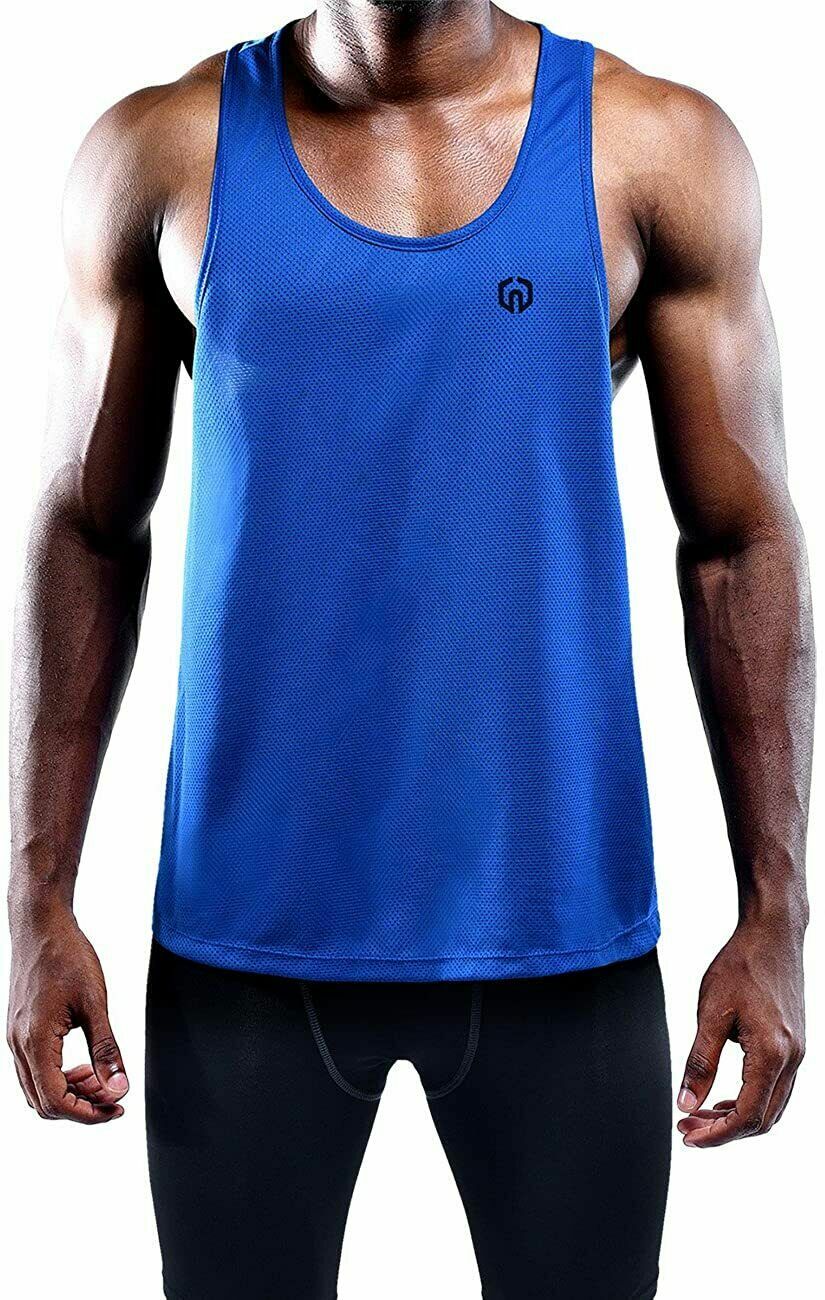 NELEUS 'Dry Fit Logo Muscle' Mesh Tank Top Men's L Gym Workout Exercise Blue NEW gallery