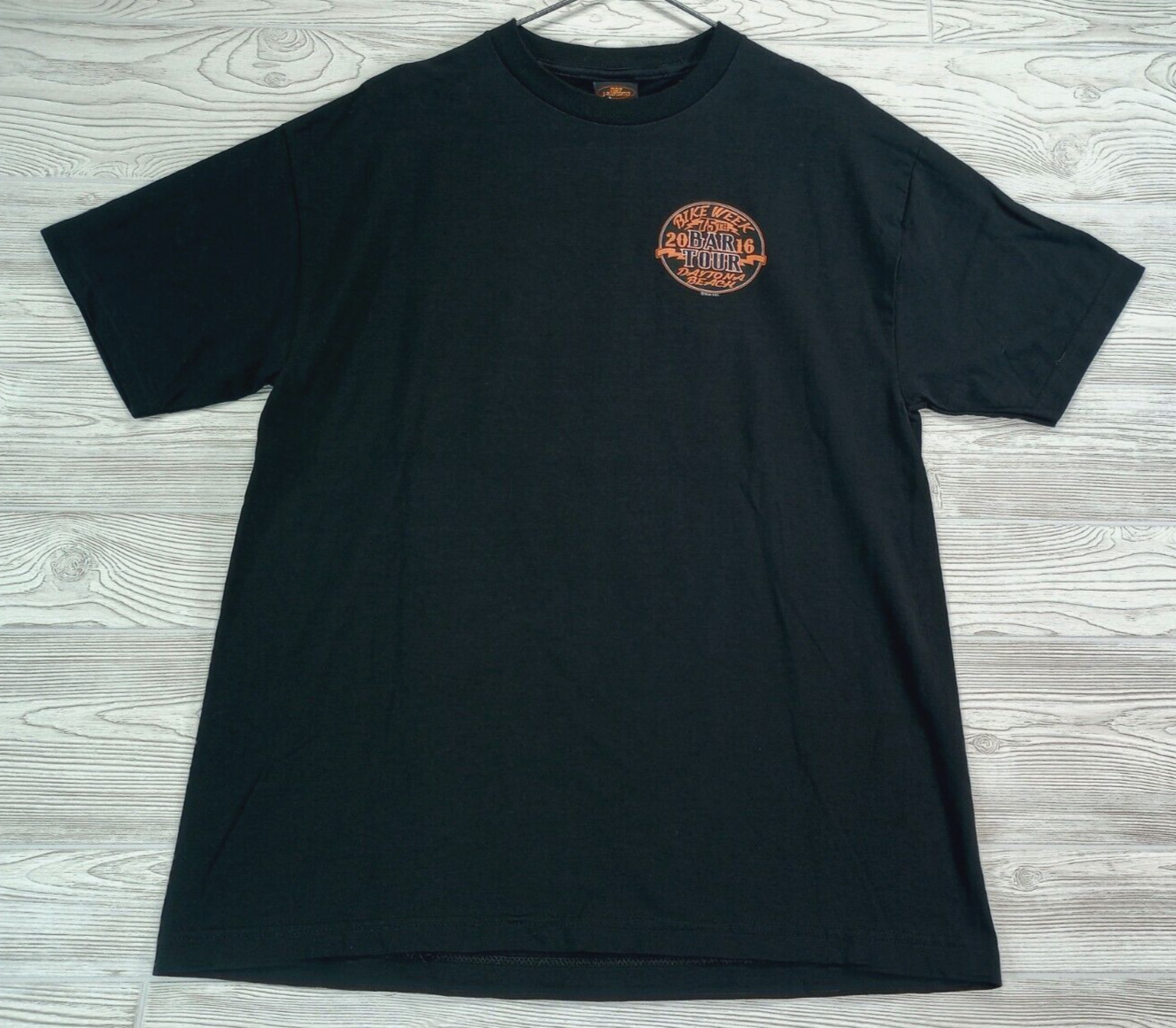 NEW Hot Leathers Bike Week Shirt XL Black Daytona Beach Bar Tour 2016 NWT gallery