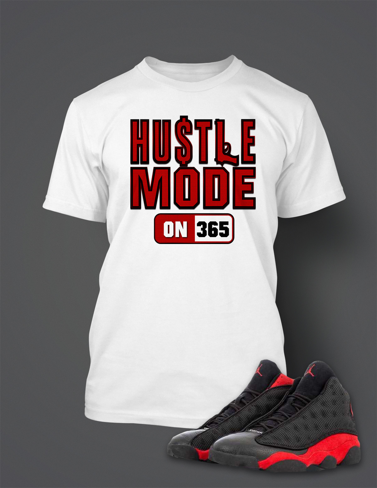 Hustle Mode Graphic Sneaker Tee Shirt to Match Retro Air J13 Bred Big Tall Small gallery
