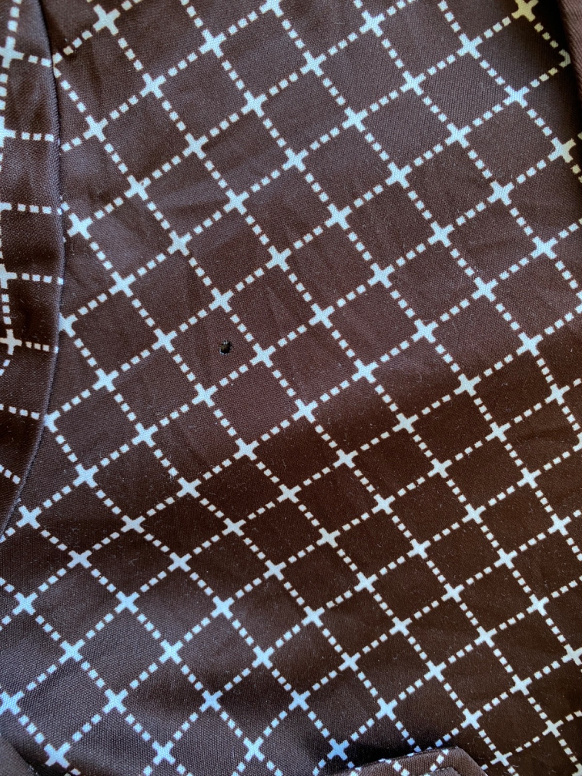 RARE mens 70s Vintage Brown check Dagger Collar Popover long sleeve Shirt 38" gallery
