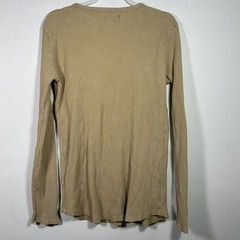 Five Points Industry Mens Tan Waffle Knit Henley Long Sleeve Shirt Medium Khaki