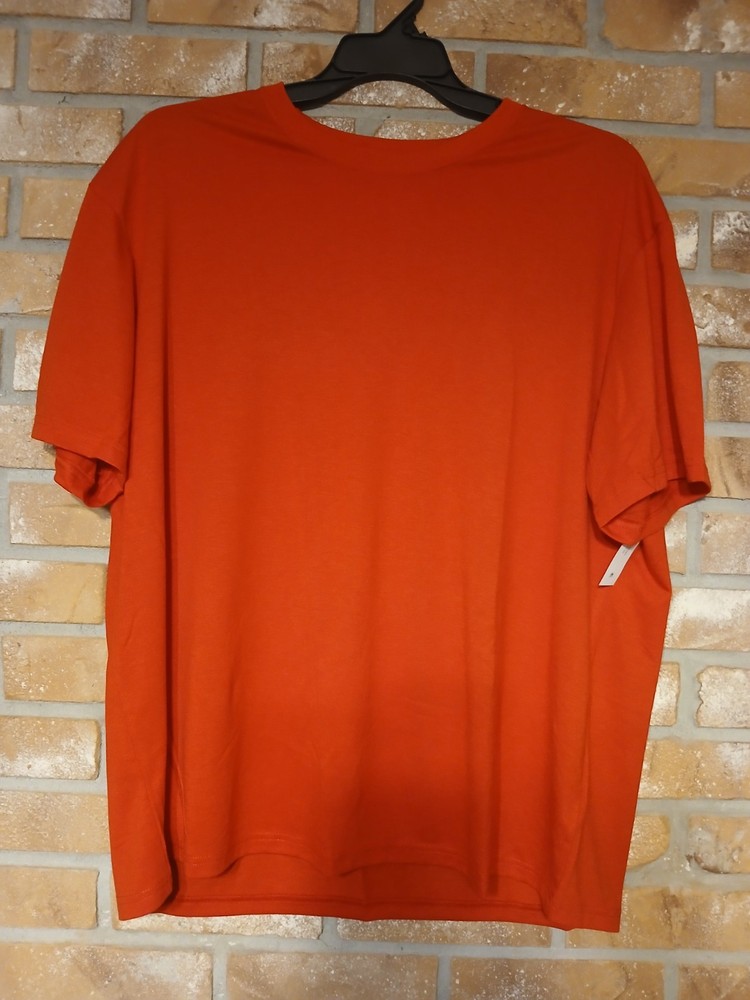 Athletic Works Men’s Orange Solid Crew Neck Short Sleeve T-Shirt 2XL