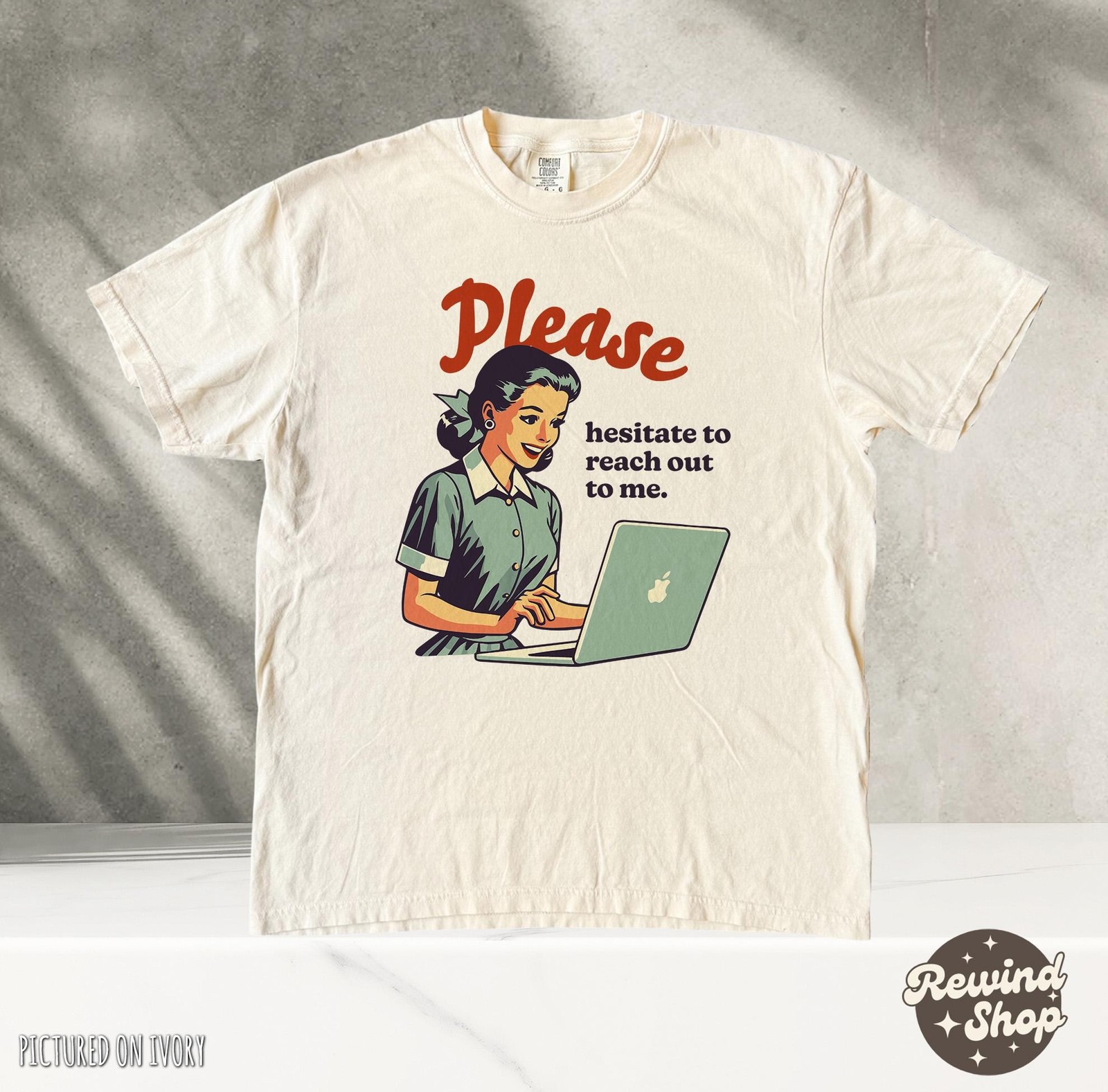 Retro Please Hesitate to Reach Out T-Shirt - Funny Vintage Sarcastic Tee - Funny gallery