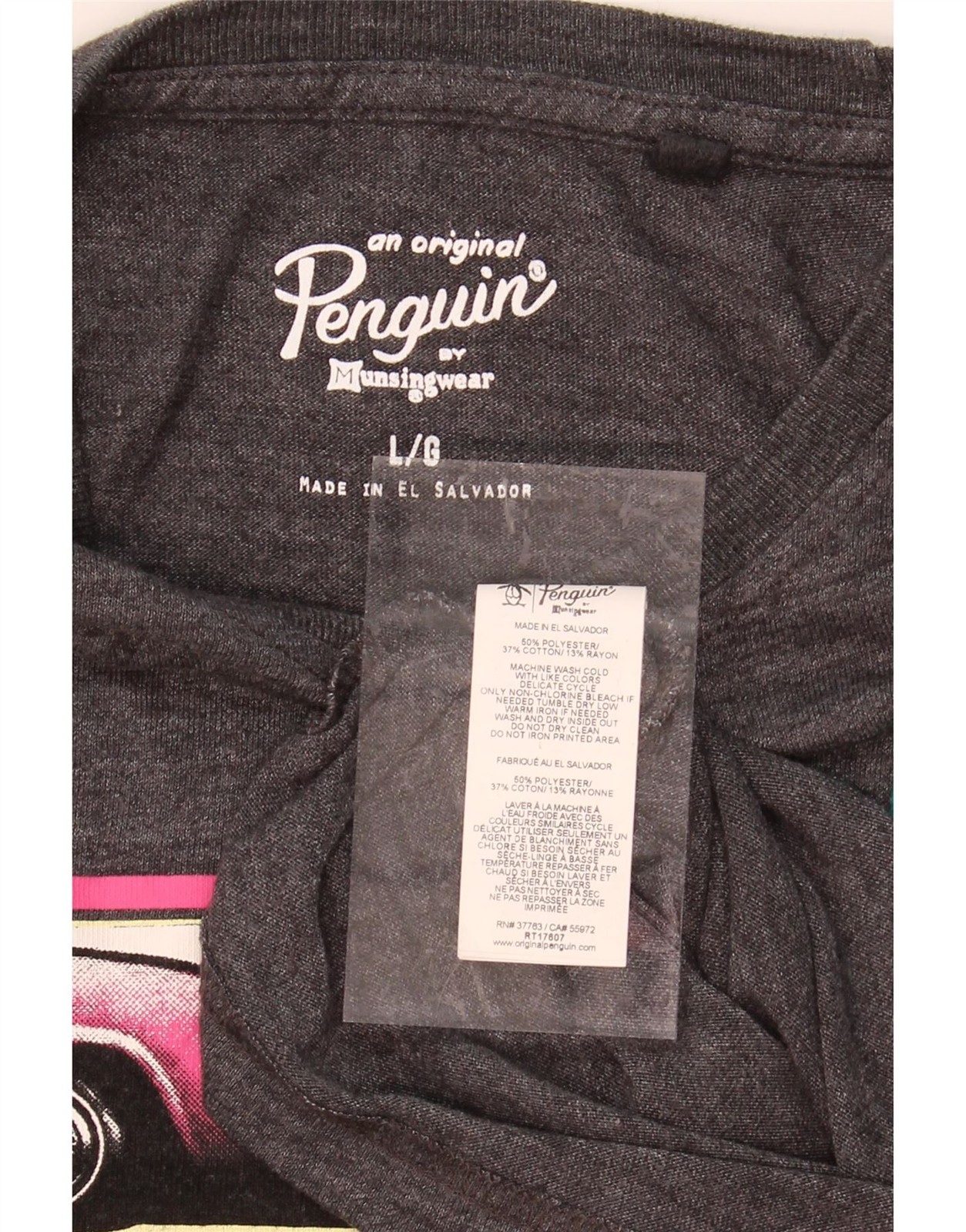 PENGUIN Mens Graphic T-Shirt Top Large Grey Polyester DQ49 gallery