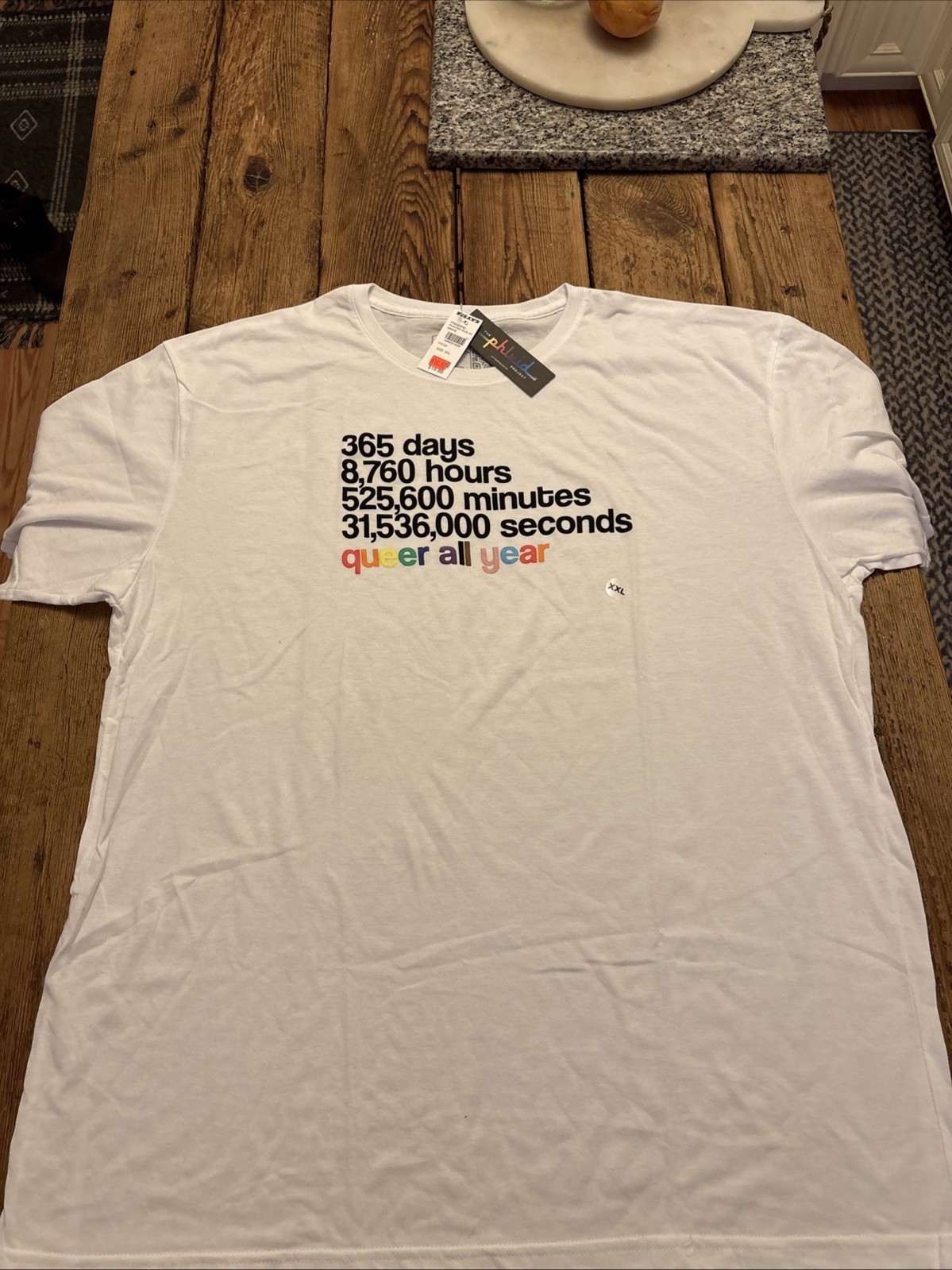XXL 2X LGBTQ+ Phluid Project Short Sleeve T-shirt Queer All Year NWT White gallery