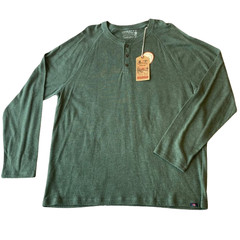 Faherty Cloud Cotton Long Sleeve Henley Shirt Mens XXL Deep Fern Heather NWT