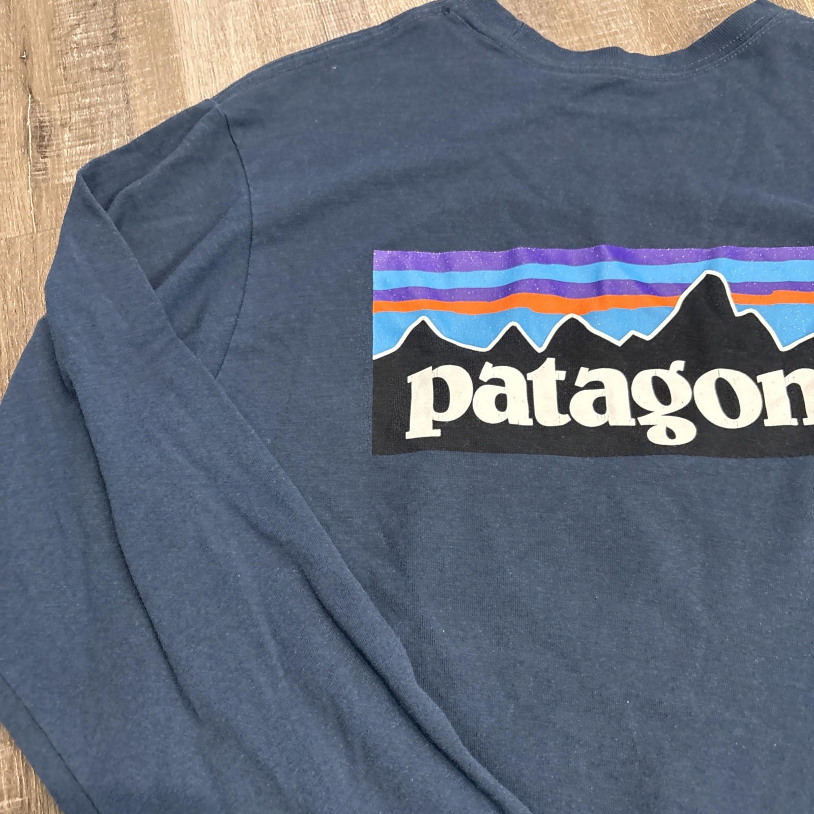 Patagonia Responsibili-Tee Long Sleeve Shirt Mens M Blue Logo Nature Hiking gallery