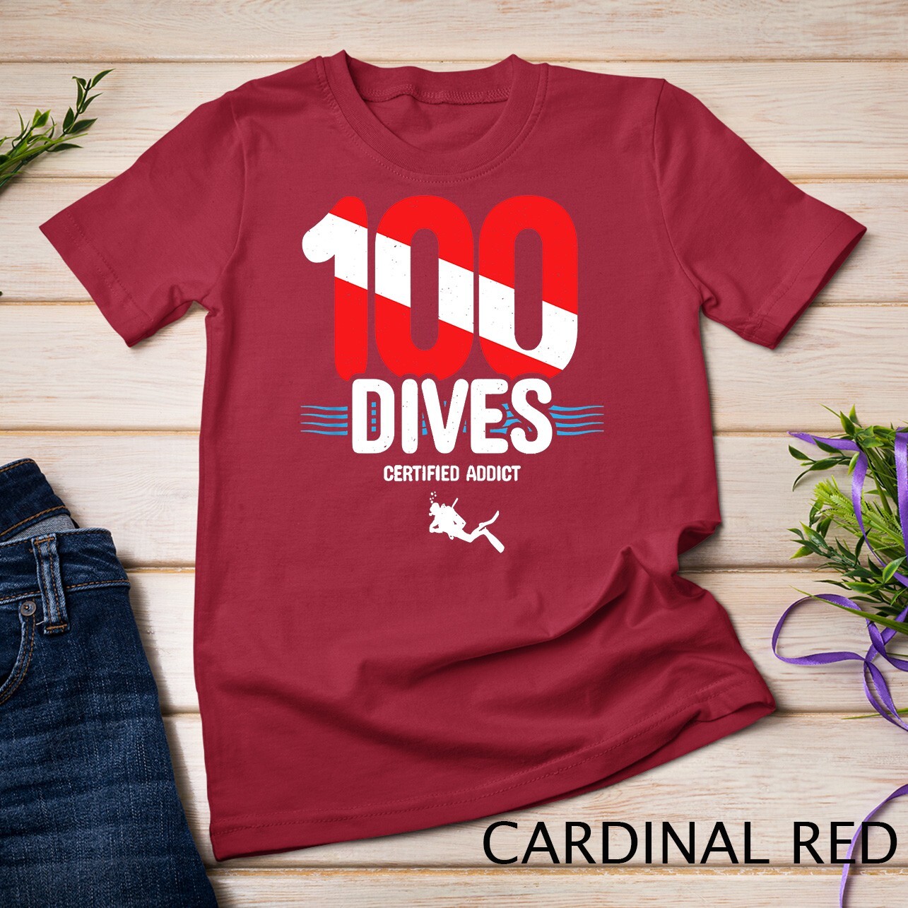 100th Dive Gift - Diver Down Flag - Scuba Diving T-Shirt Unisex T-shirt gallery