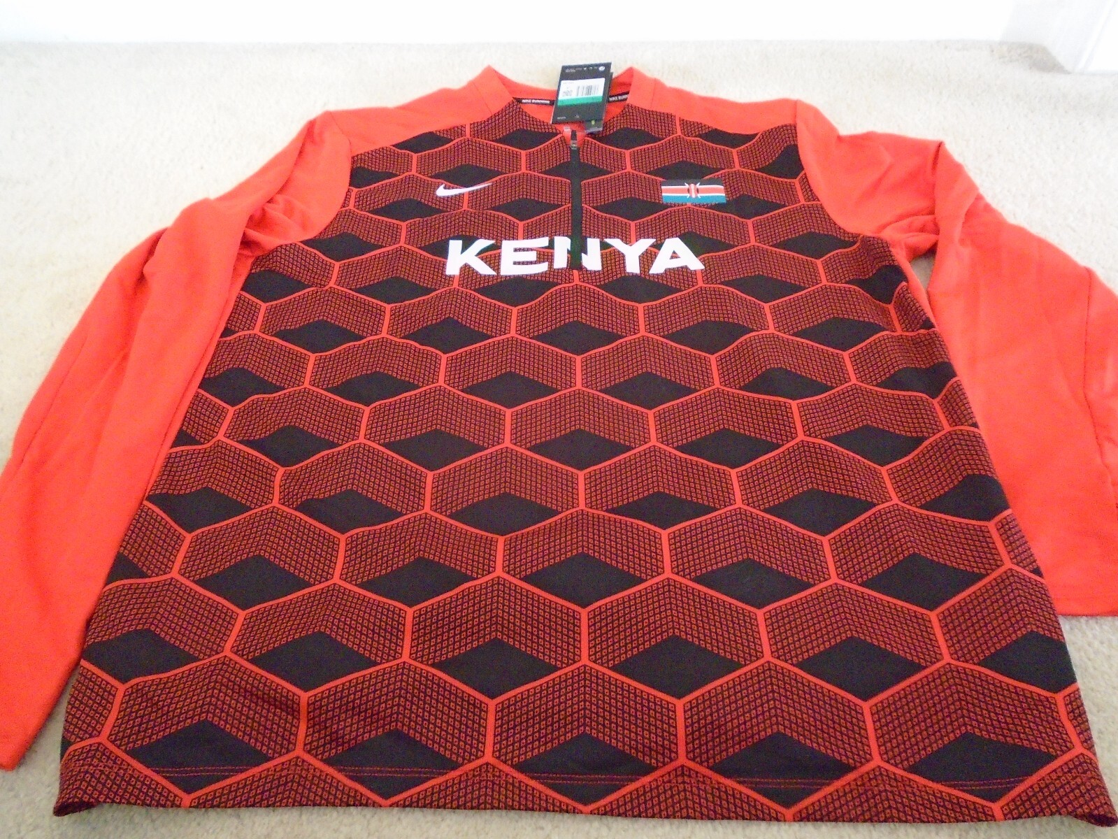Nike Running Team Kenya XL Half Zip Pullover Red Dri-fit Element Black gallery