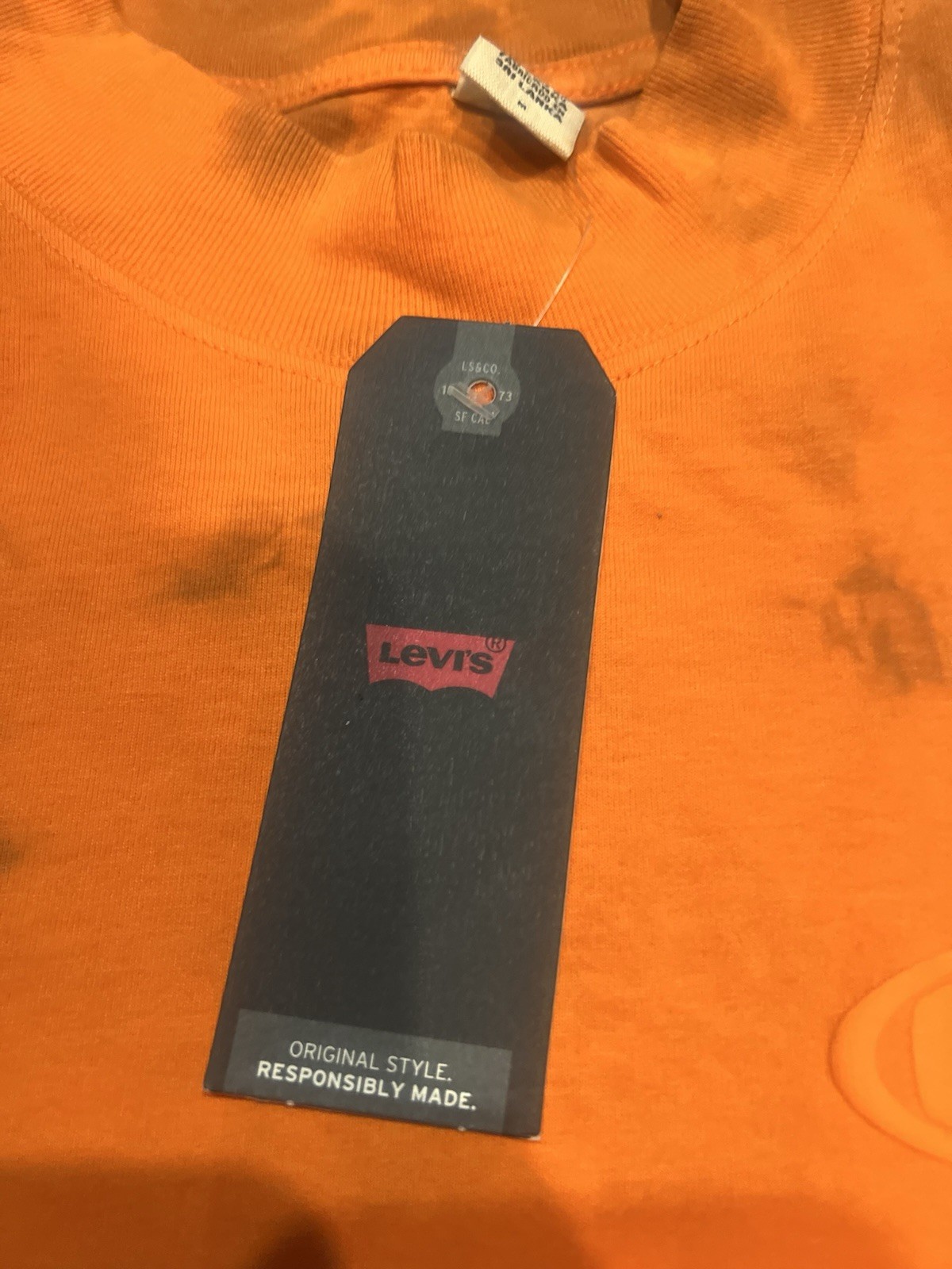 Levi’s Men’s Oversized Orange Tie Dye Mock Neck Long Sleeve Shirt gallery