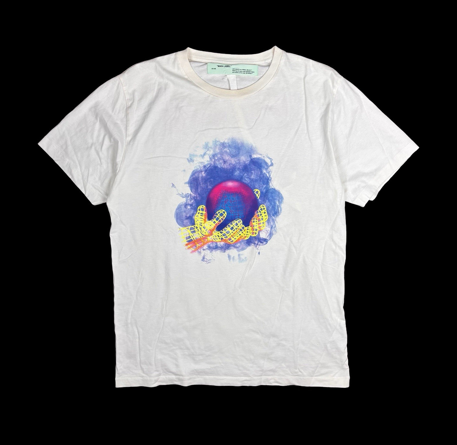 Off-White Virgil Abloh Mens World Hands White Double-Sided Graphic T-Shirt L/XL gallery