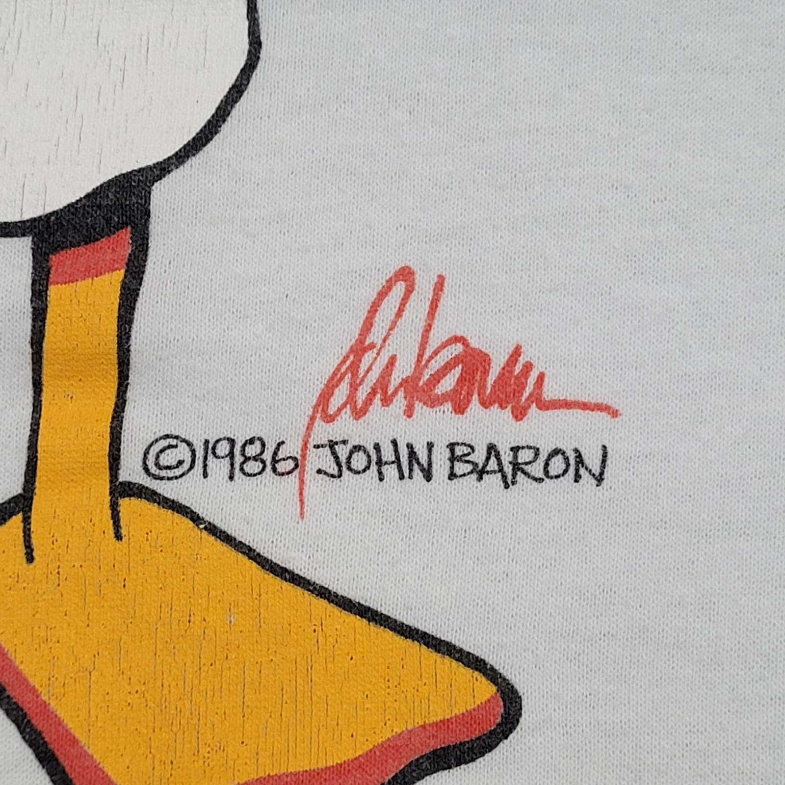Vintage 1986 Funny Duck Shirt S/M 20x26 White John-Baron Art gallery