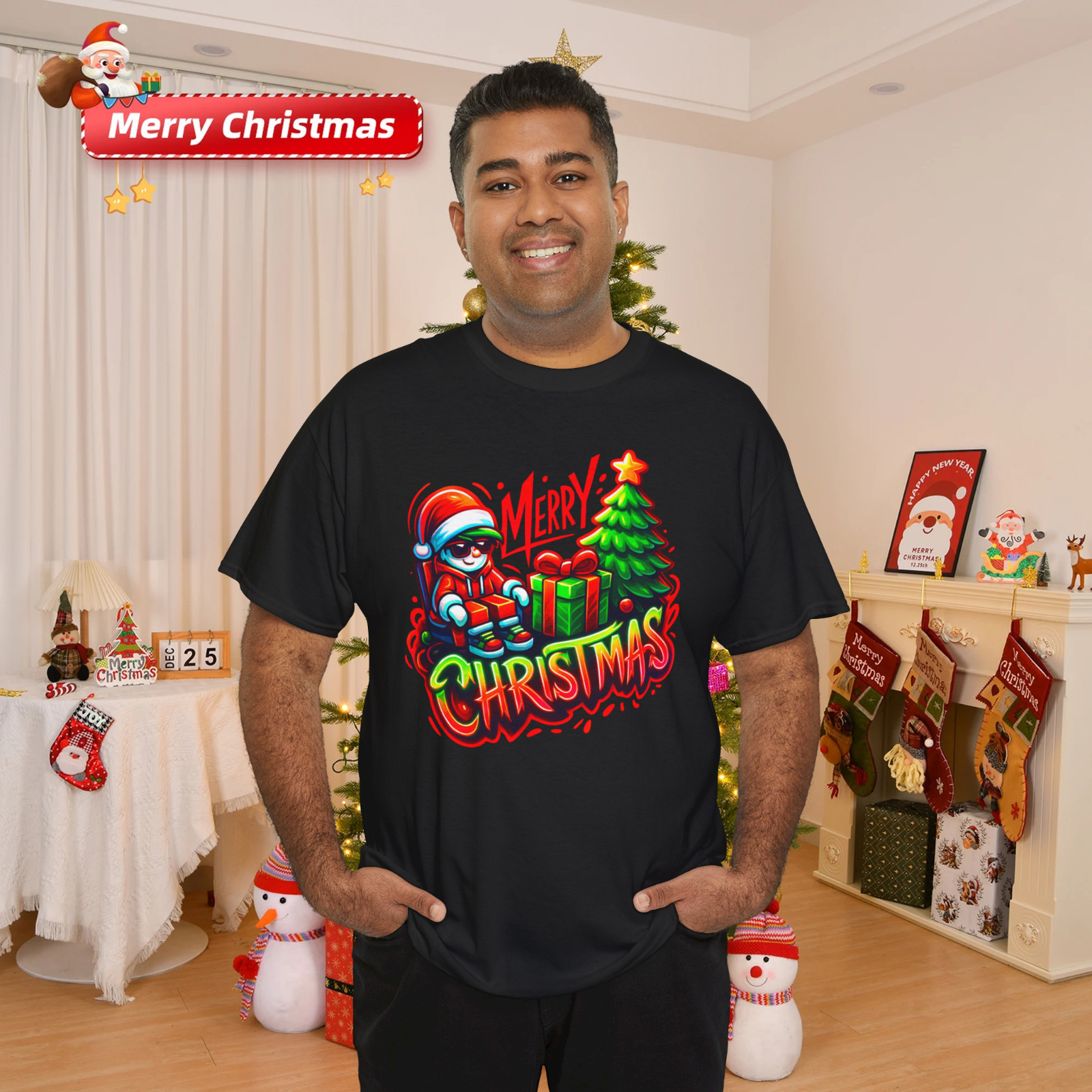 Merry Christmas Graffiti Style Cool Xmas Art Streetwear Holiday T-Shirt gallery