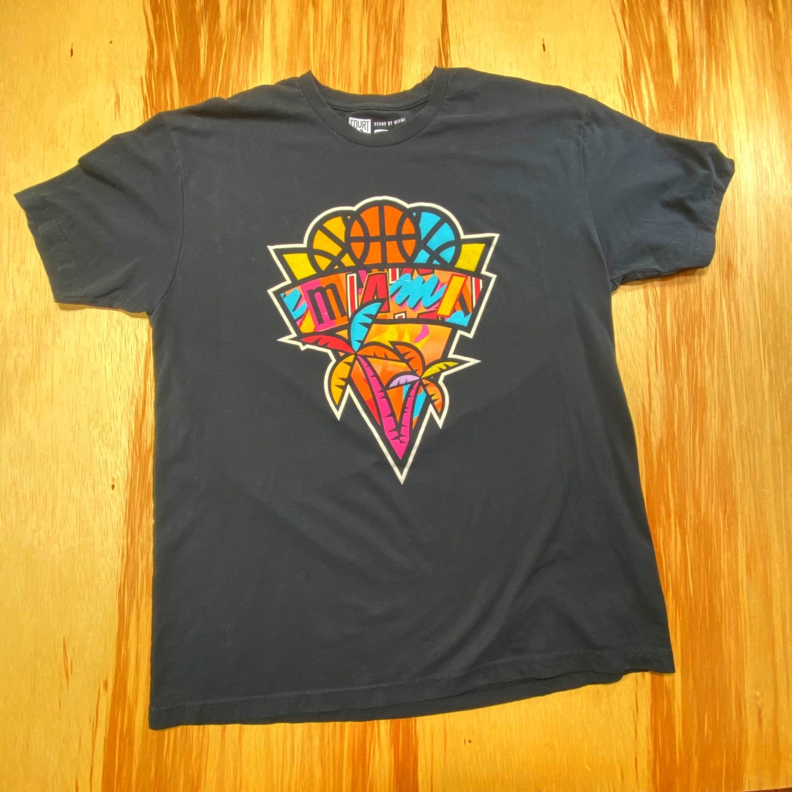 Court Culture Miami Basketball Graphic Tee XL Black Retro Palm Design gallery