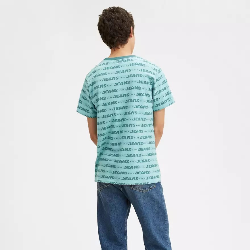 $115 Levi's Vintage Clothing LVC Jeans Jacquard T-Shirt Large Blue 100% Cotton gallery