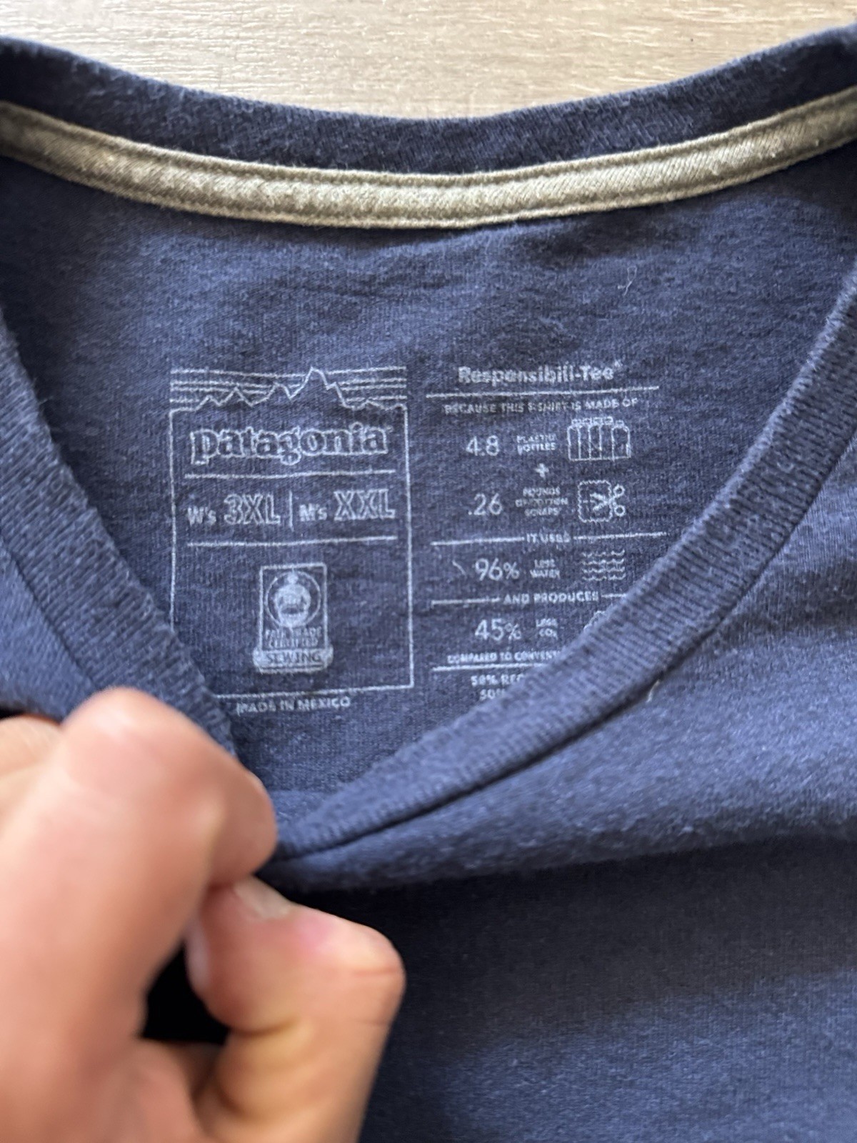 Patagonia Responsibili-Tee Men's T-Shirt XXL Blue Solid Logo Crew Neck Short gallery