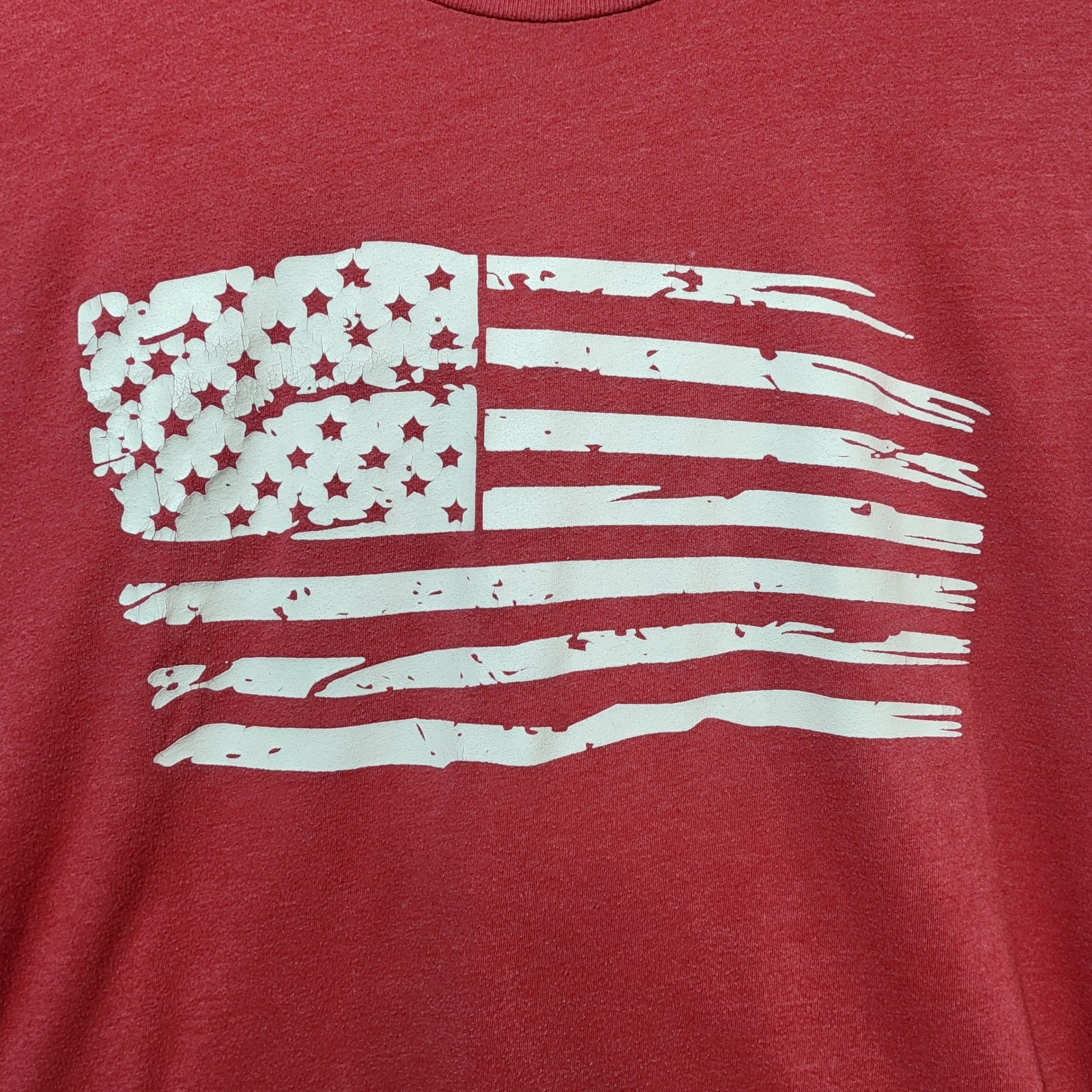 Bella Canvas Mens Medium Heather Red Distressed American Flag Graphic T-Shirt * gallery