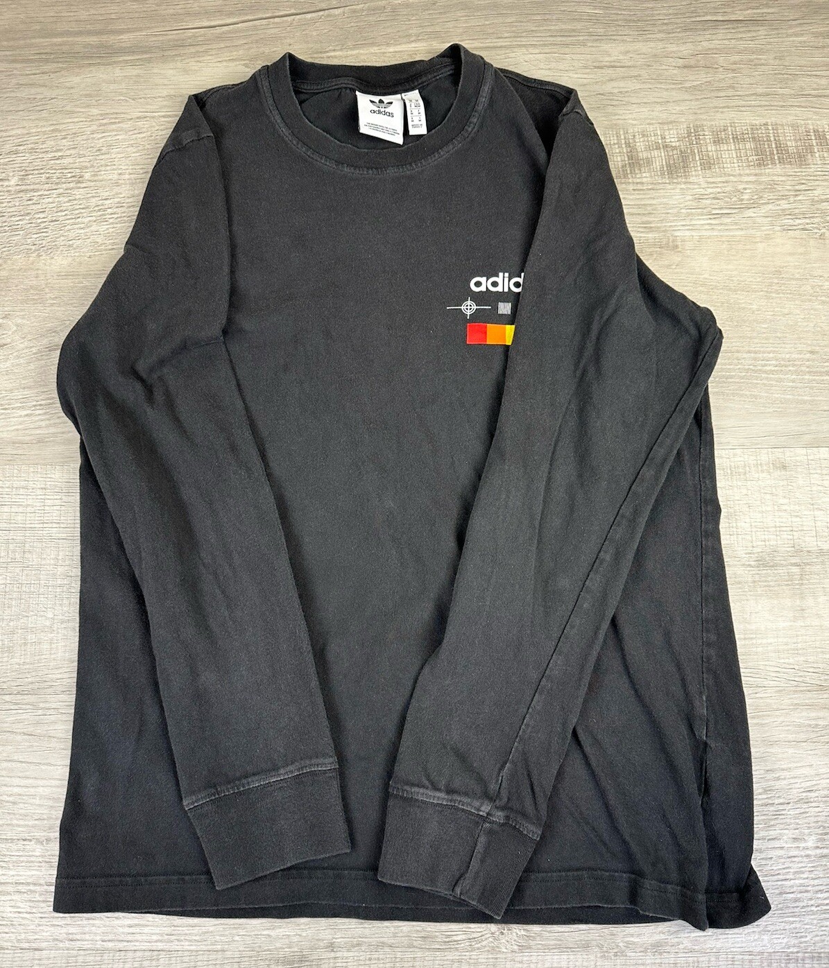 Adidas Long Sleeve Shirt Black Rainbow Graphic Logo Chest 39” Length 27” Mens M gallery