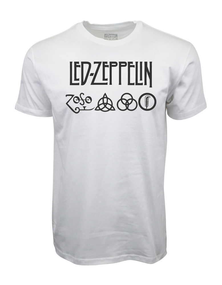 LED ZEPPELIN ZOSO LOGO T SHIRT WHITE TEE