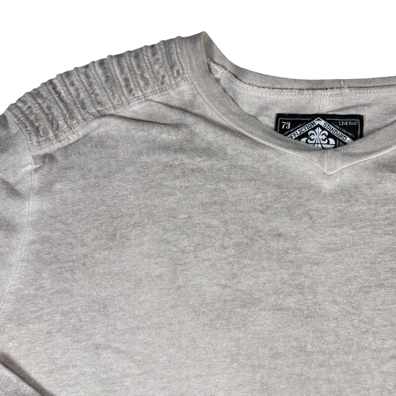 VTG Y2K Affliction Thermal Long Sleeve Shirt Men’s M Gray Biker Grunge USA Made gallery