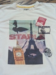 Staple Pigeon Eifel Tower Big Ben London Paris SHIRT (XL) 22×27 DISTRESSED
