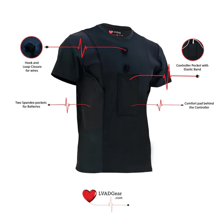 LVAD Heartmate 3 Men Shirt Crew Neck LVAD Clothing T-Shirt Medical Wear Black gallery