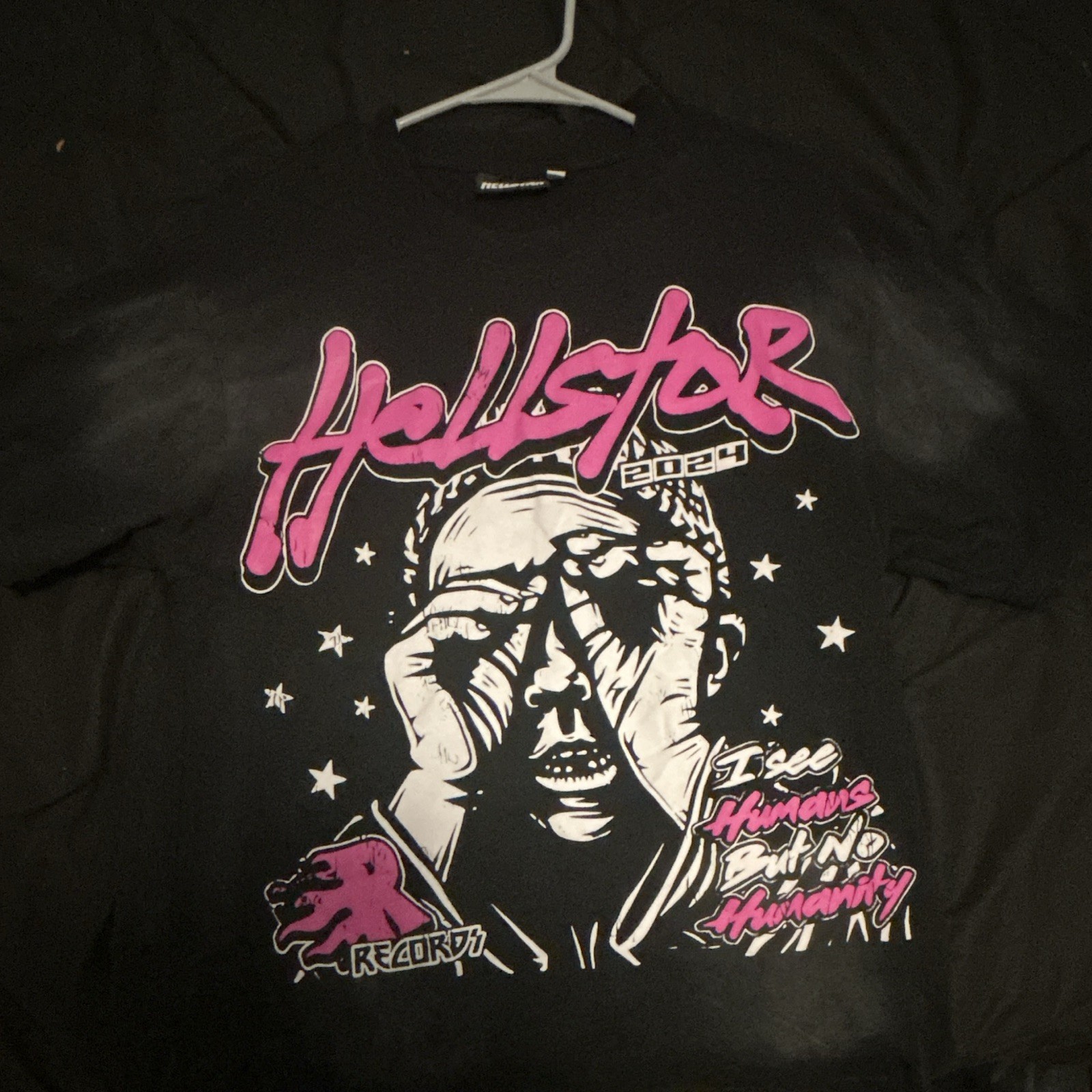 Hellstar Black Graphic Crew Neck Short Sleeve T-Shirt “I See Humans” Men’s XL