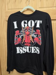 Marvel Deadpool I Got Issues Black Long Sleeve Graphic T-Shirt Men’s XL