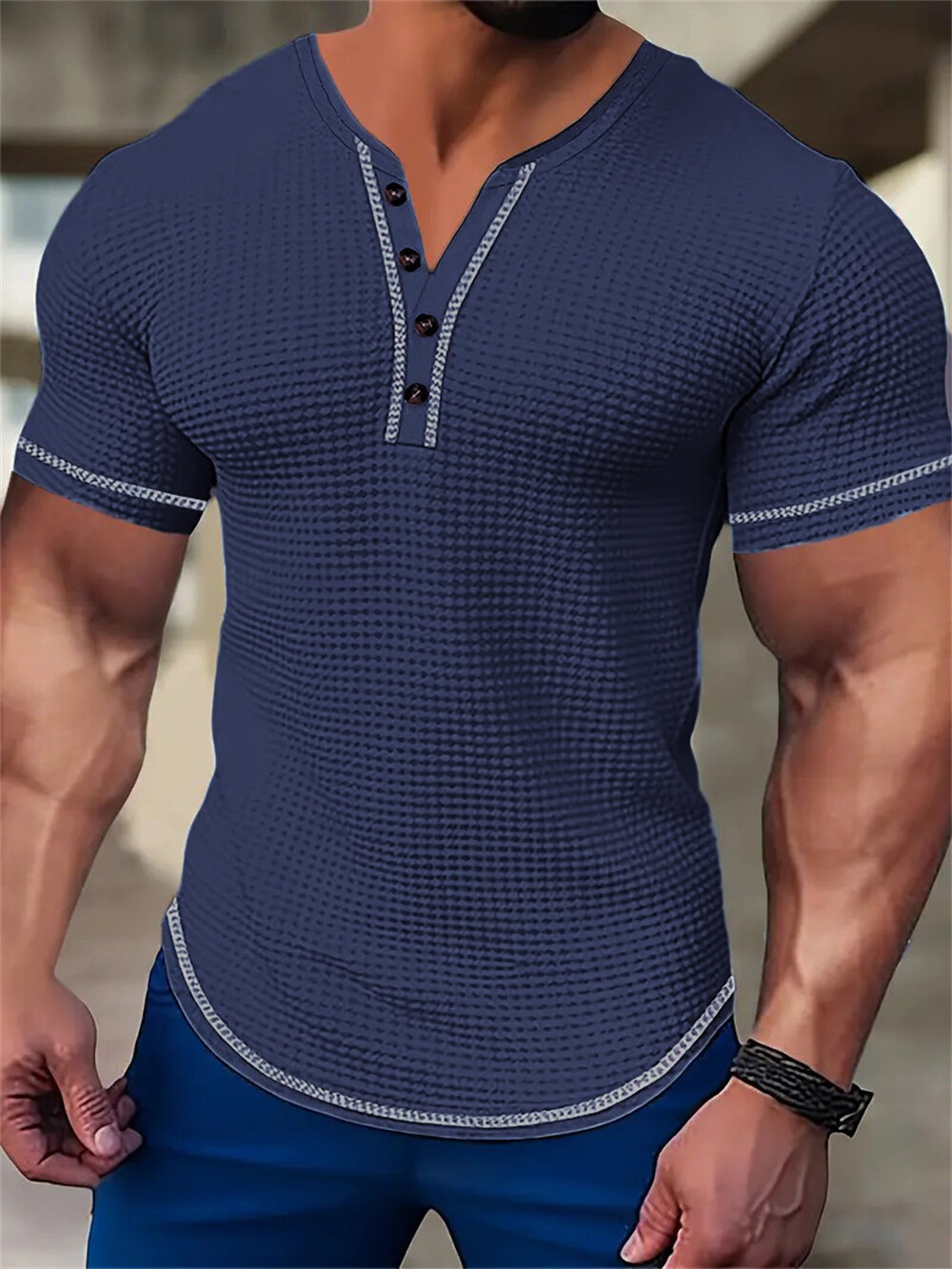 Men's Muscle V-Neck T Shirt Short Sleeve Shirt Gym Workout Athletic Tee Shirts gallery