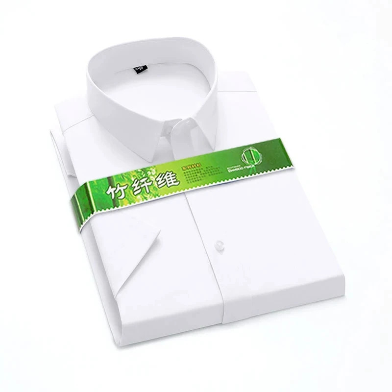 Bamboo Fiber Stretch Men Shirt Fashion Casual Business Short-Sleeved Top Anti-Wr gallery