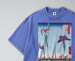 100% Cotton Tee – Unisex Retro Oversized Fit – Japanese Iris Garden Print