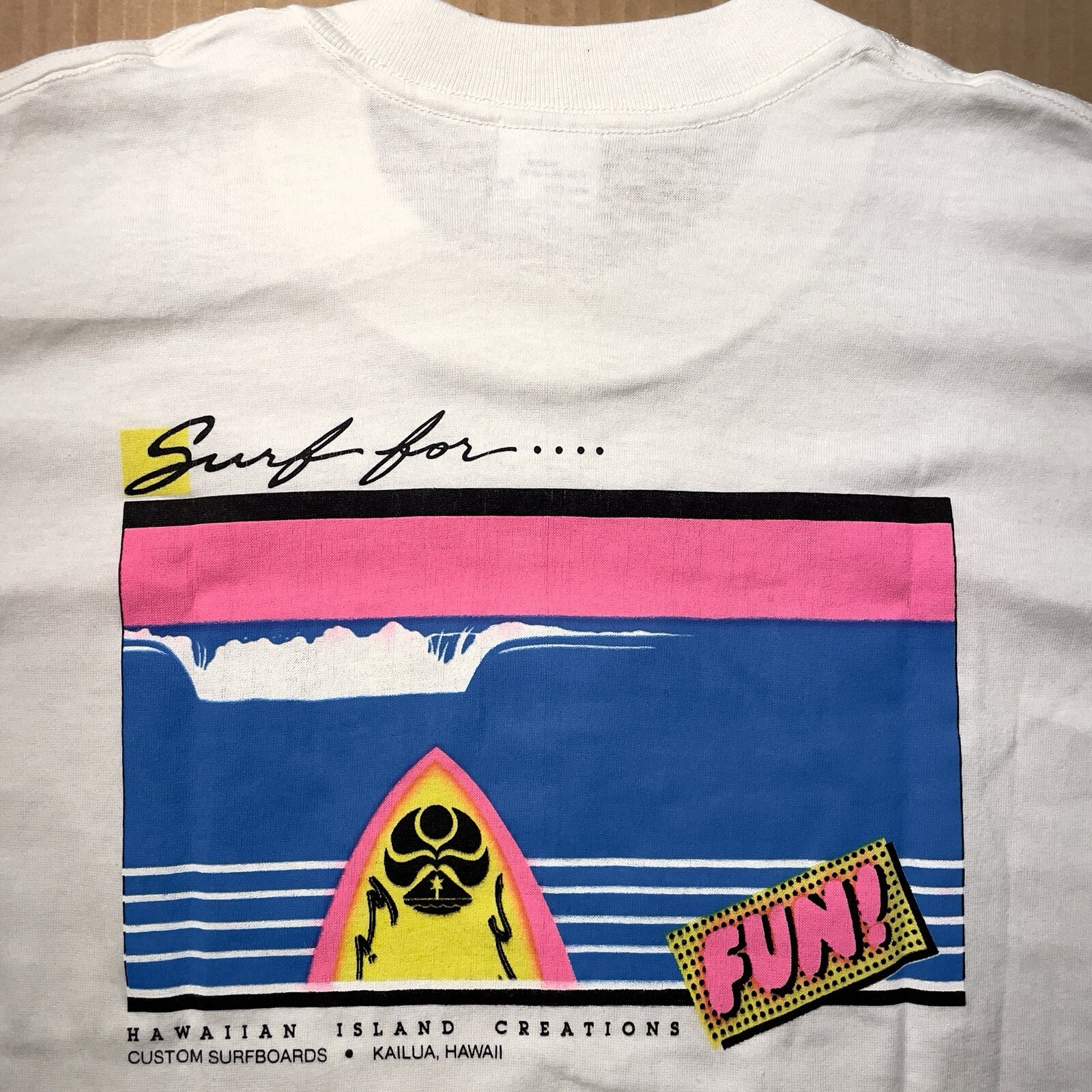 VTG 80s Hawaiian Island Creations Custom Surfboard T Shirt 20” x 26.5”