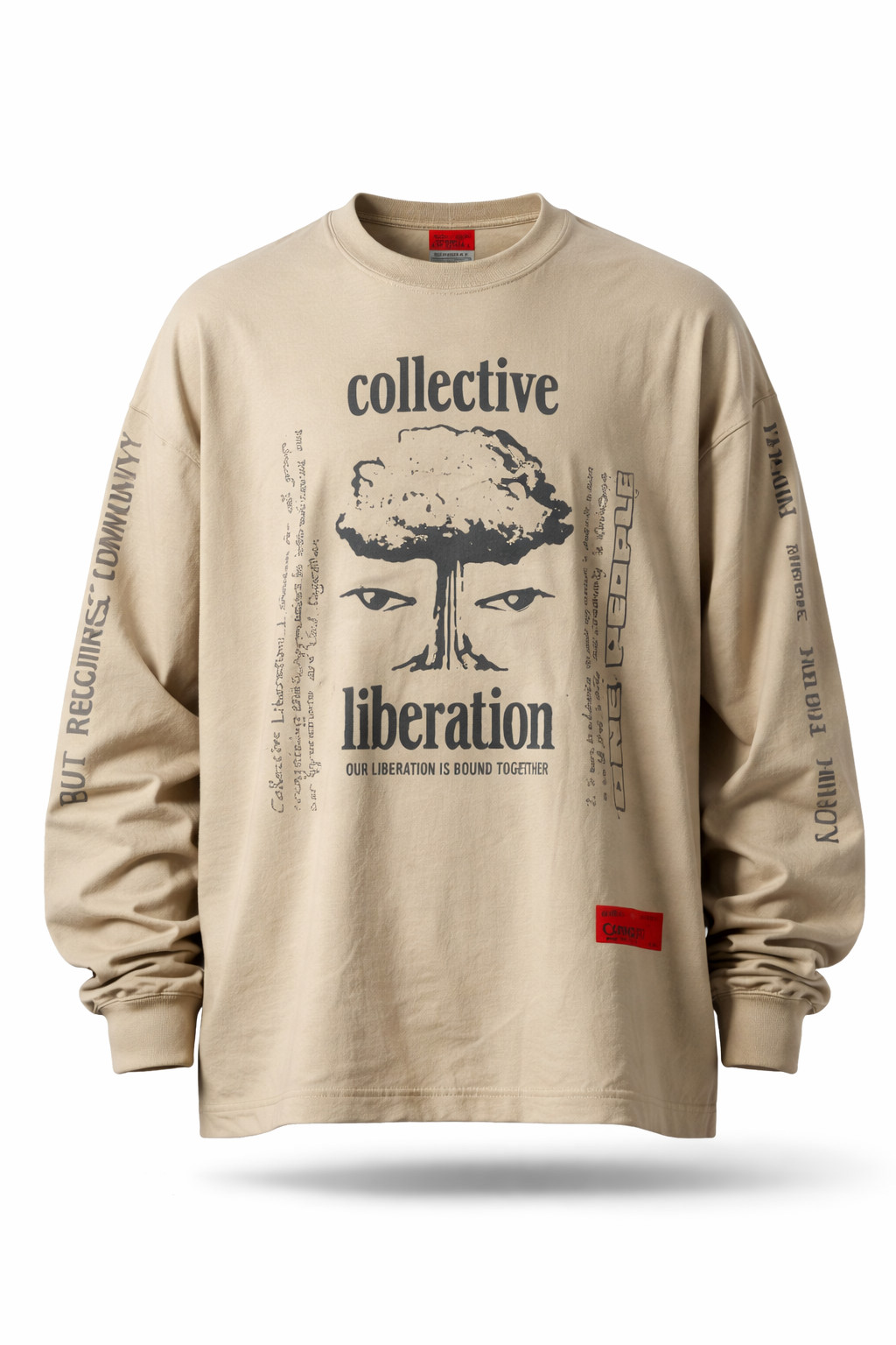 CHNGE Men's Collective Liberation Cuff Crew Long Sleeve Casual T-Shirt Khaki, XS gallery