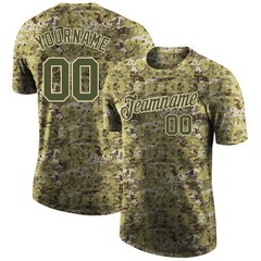 Custom Camo Olive Cream Salute To Service T-Shirt Veteran Gift Graphic Mens