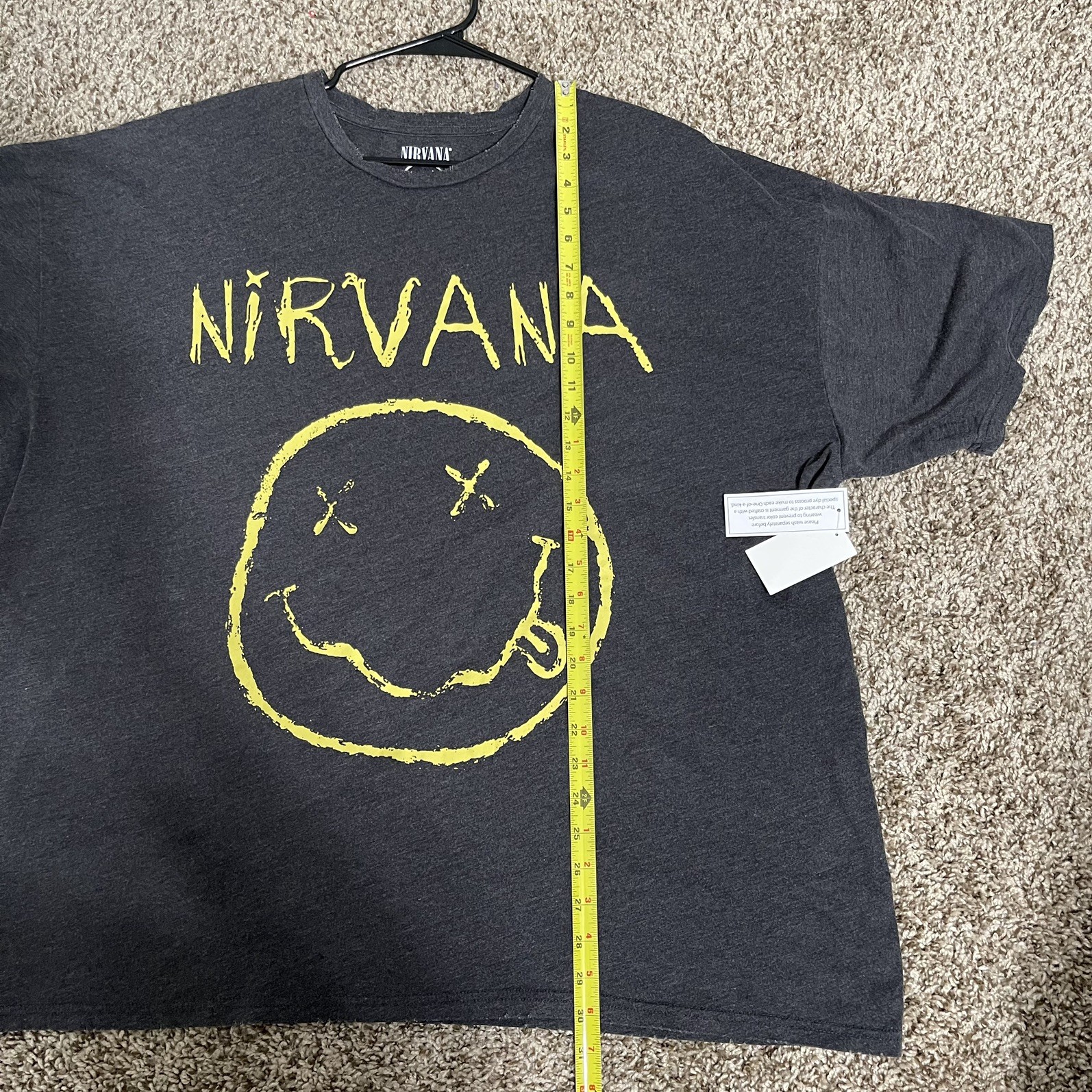 Nirvana Men's Smiley 1993 Tour Graphic Distress Relax Boxy Tee Size 2XL gallery