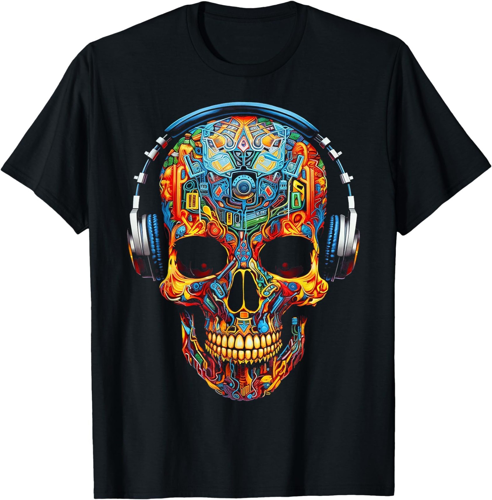 Skull Art Geometric Fantasy Colorful Graphic Skull T-Shirt gallery