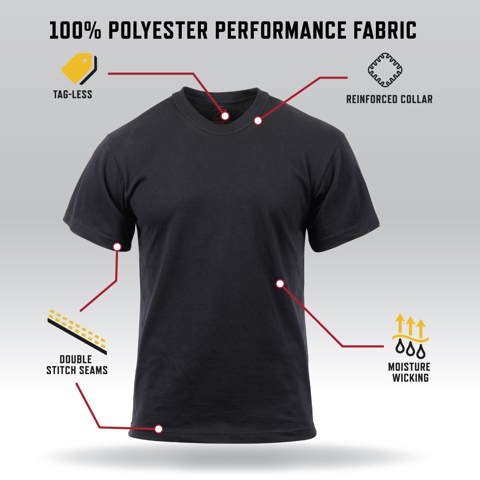 Moisture Wicking T-Shirt Solid Tactical Workout Crew Neck Comfy Lightweight Tee gallery