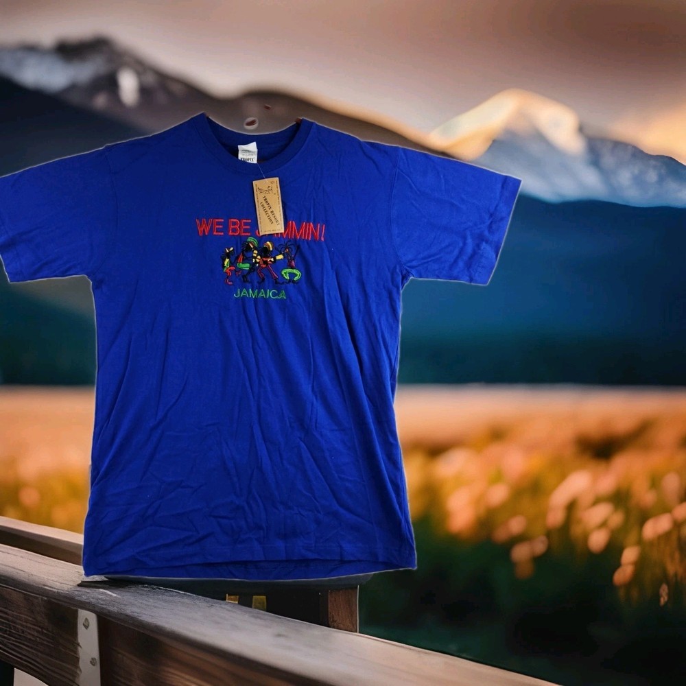 New Jamaica We Be Jammin Embroidered Logo Blue T-shirt Mens XL