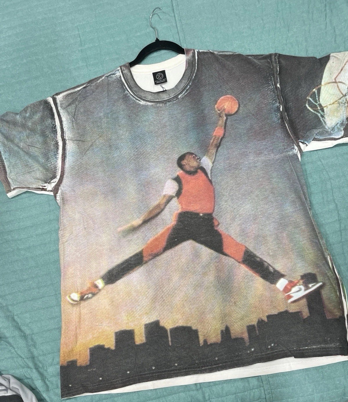 Vintage 2005 Nike Air Jordan 1 Skyline T-Shirt Bred Blacktoe XL 20th Anniversary gallery