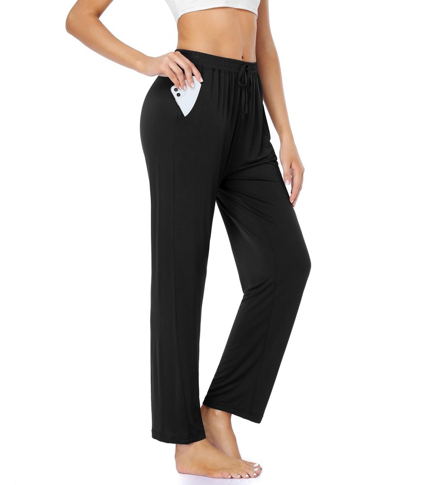 Womens Yoga Sweatpants Pockets Comfy Stretch Wide Leg Casual Lounge Workout