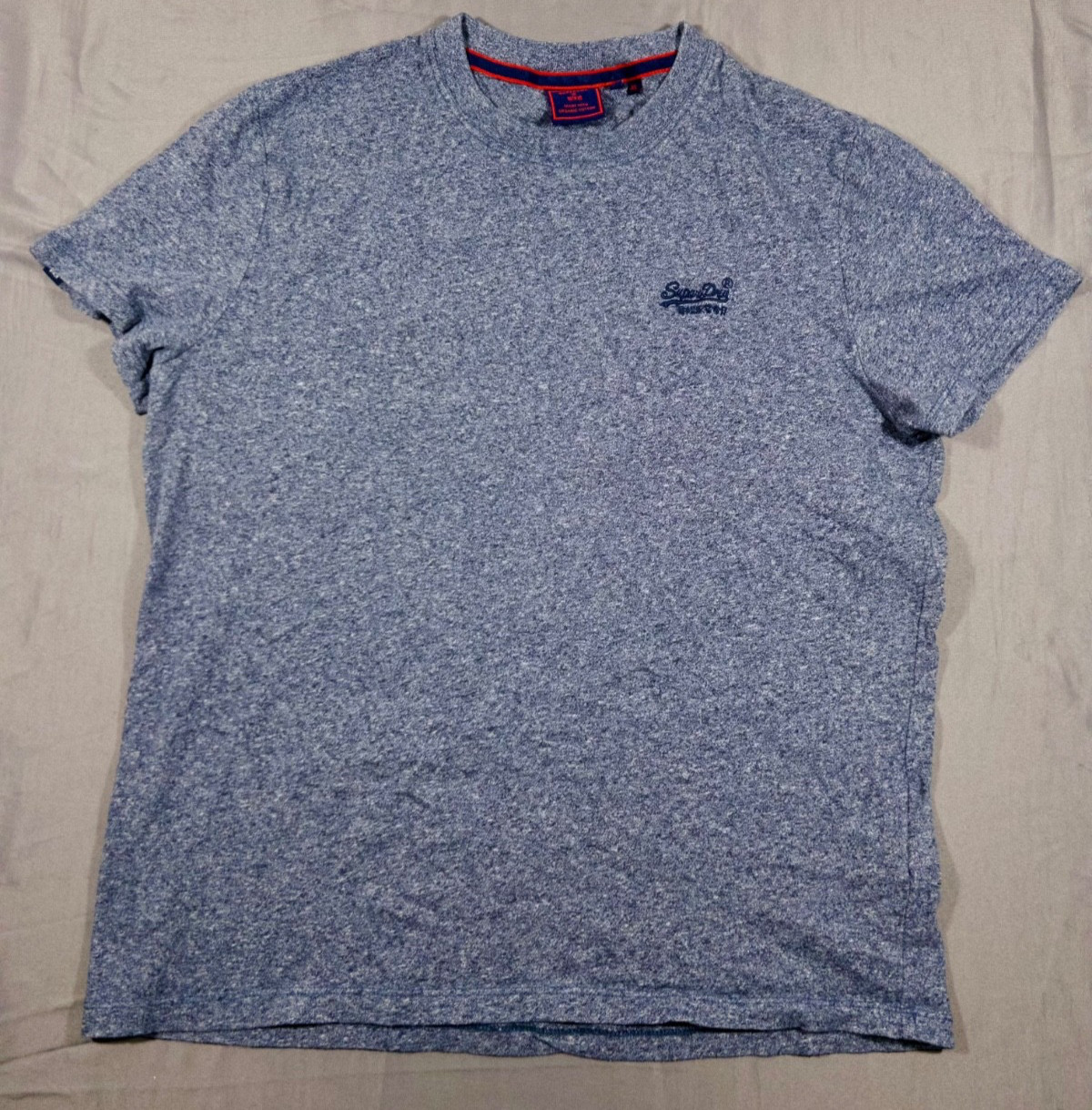Superdry T-Shirt Blue Embroidered Logo Short Sleeve Mens XL