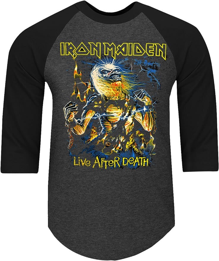 IRON MAIDEN LIVE AFTER DEATH PUNK ROCK SHIRT RAGLAN 3/4 SLEEVE B/W gallery